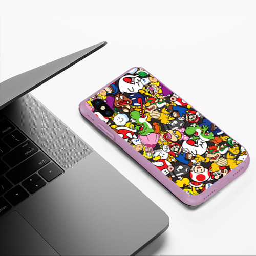 Чехол для iPhone XS Max матовый Mario - all Stars, цвет сиреневый - фото 5