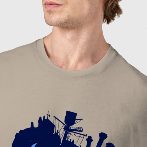 Мужская футболка хлопок Walking castle, цвет миндальный - фото 6