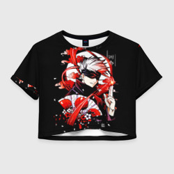 Женская футболка Crop-top 3D Сатору Годзё, Магическая битва