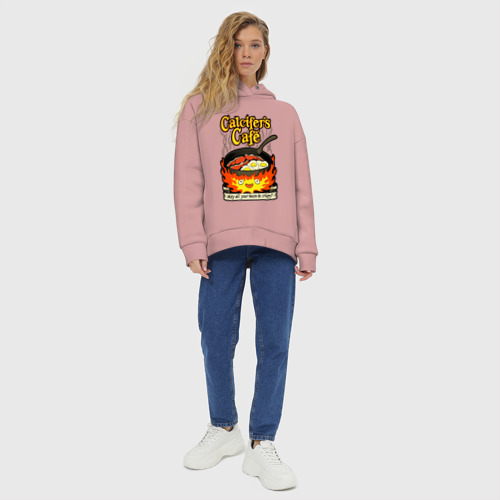 Женское худи Oversize хлопок Calcifer cook, цвет пыльно-розовый - фото 6