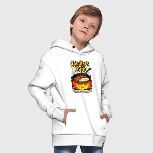 Детское худи Oversize хлопок Calcifer cook, цвет белый - фото 9