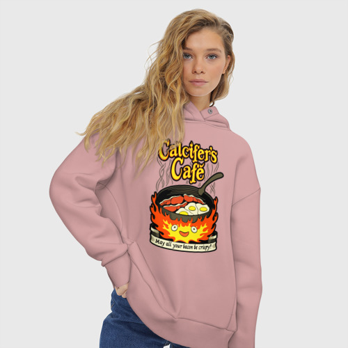 Женское худи Oversize хлопок Calcifer cook, цвет пыльно-розовый - фото 4