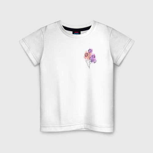 Детская футболка из хлопка с принтом Flowers Leo, вид спереди №1