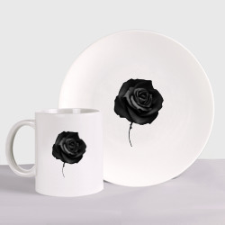 Набор: тарелка + кружка Чёрная роза | Black rose