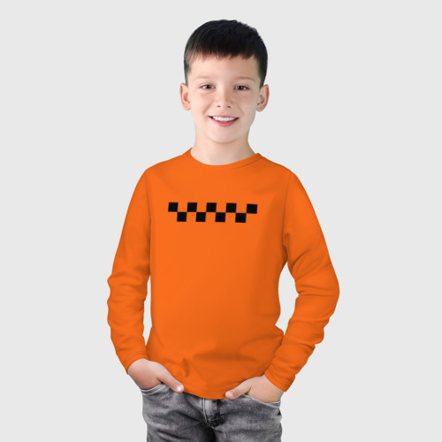 Детский лонгслив хлопок с принтом Шашки такси, фото на моделе #1