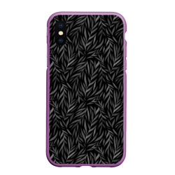Чехол для iPhone XS Max матовый Растительный орнамент черно-белый