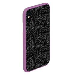 Чехол для iPhone XS Max матовый Растительный орнамент черно-белый - фото 2