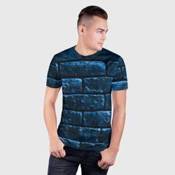 Мужская футболка 3D Slim Неоновая, кирпичная стена - фото 2