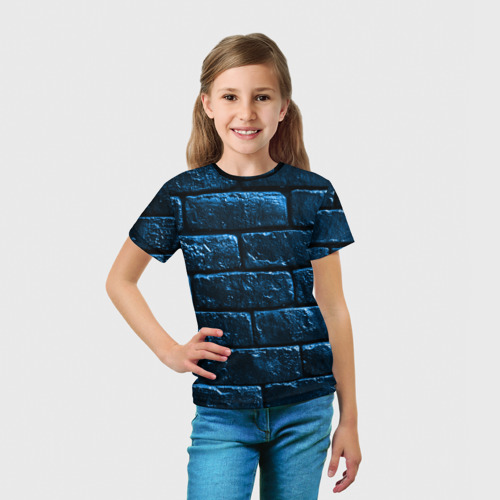 Детская футболка 3D Неоновая, кирпичная стена, цвет 3D печать - фото 5