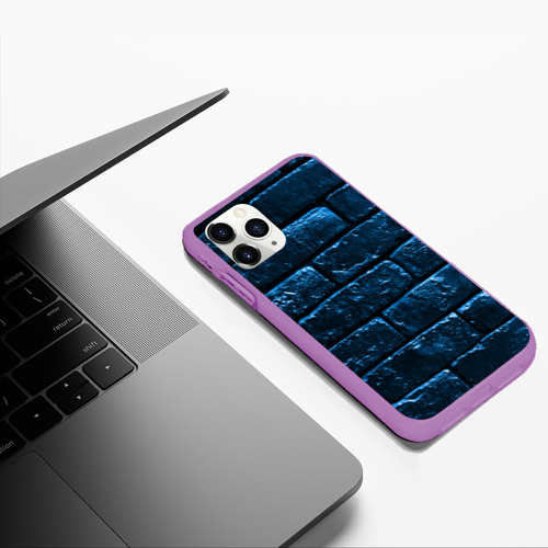 Чехол для iPhone 11 Pro Max матовый Неоновая, кирпичная стена, цвет фиолетовый - фото 5