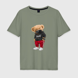Мужская футболка хлопок Oversize Крутой медвежонок в спортивках