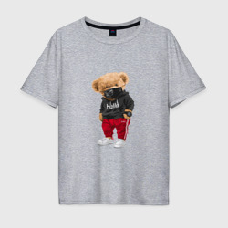 Мужская футболка хлопок Oversize Крутой медвежонок в спортивках