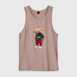 Мужская майка хлопок Крутой медвежонок в спортивках