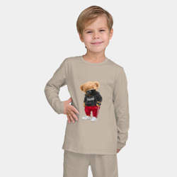 Детская пижама с лонгсливом хлопок Крутой медвежонок в спортивках - фото 2