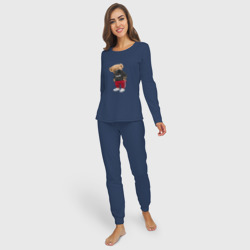 Женская пижама с лонгсливом хлопок Крутой медвежонок в спортивках - фото 2