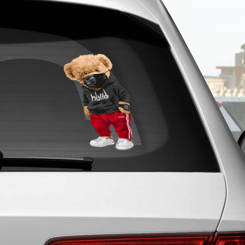 Наклейка на автомобиль Крутой медвежонок в спортивках - фото 2