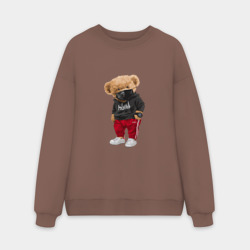 Мужской свитшот oversize без начеса хлопок Крутой медвежонок в спортивках