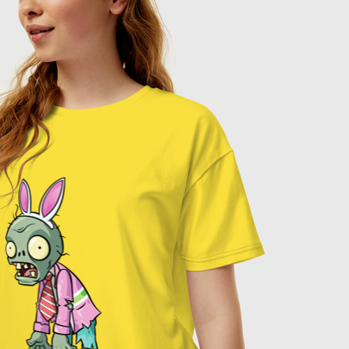 Женская футболка хлопок Oversize Rab Zombie, цвет желтый - фото 3