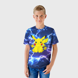Детская футболка 3D Пикачу на фоне молний Pikachu flash - фото 2
