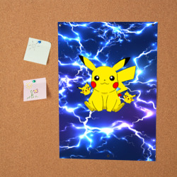 Постер Пикачу на фоне молний Pikachu flash - фото 2
