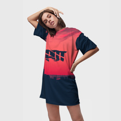 Платье-футболка 3D ГРОТ лого на фоне заката - фото 2