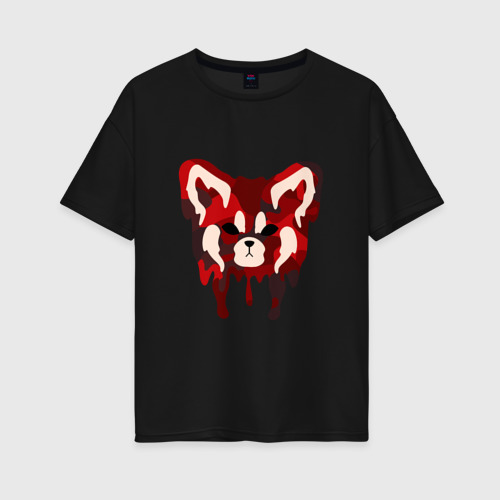 Женская футболка из хлопка оверсайз с принтом Red Panda Camo, вид спереди №1
