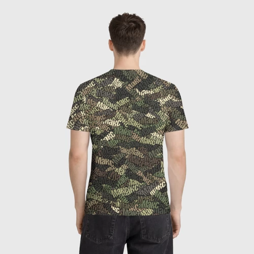 Мужская футболка 3D с принтом Именной камуфляж Макс, вид сзади #2