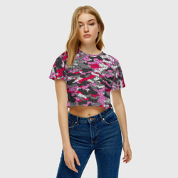 Женская футболка Crop-top 3D Именной камуфляж Лена - фото 2