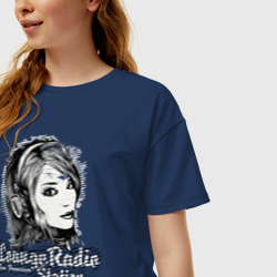Женская футболка хлопок Oversize Девушка ведущая радио - фото 2