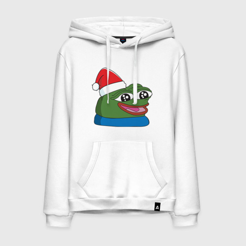 Мужская толстовка хлопок Pepe happy, Пепе хеппи happy new year, цвет белый