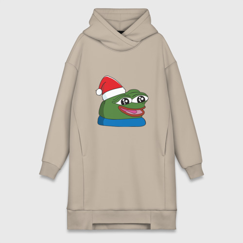 Платье-худи хлопок Pepe happy, Пепе хеппи happy new year, цвет миндальный