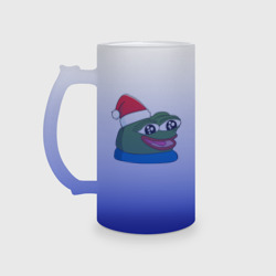 Кружка пивная матовое стекло Pepe happy, Пепе хеппи happy new year
