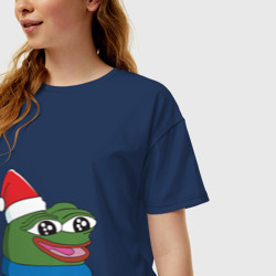 Женская футболка хлопок Oversize Pepe happy, Пепе хеппи happy new year - фото 2