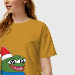 Женская футболка хлопок Oversize Pepe happy, Пепе хеппи happy new year - фото 2