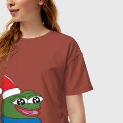 Женская футболка хлопок Oversize Pepe happy, Пепе хеппи happy new year - фото 2