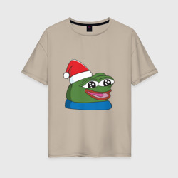 Женская футболка хлопок Oversize Pepe happy, Пепе хеппи happy new year