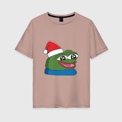 Женская футболка хлопок Oversize Pepe happy, Пепе хеппи happy new year