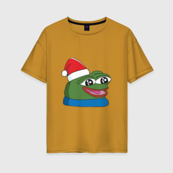 Женская футболка хлопок Oversize Pepe happy, Пепе хеппи happy new year