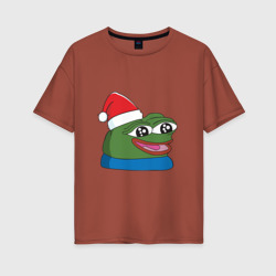 Женская футболка хлопок Oversize Pepe happy, Пепе хеппи happy new year