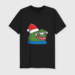 Мужская футболка хлопок Slim Pepe happy, Пепе хеппи happy new year