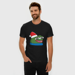 Мужская футболка хлопок Slim Pepe happy, Пепе хеппи happy new year - фото 2