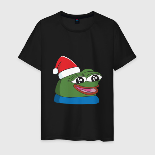 Мужская футболка хлопок Pepe happy, Пепе хеппи happy new year, цвет черный