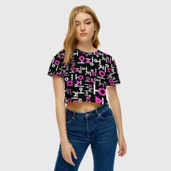 Женская футболка Crop-top 3D Игра в кальмара лого узор
