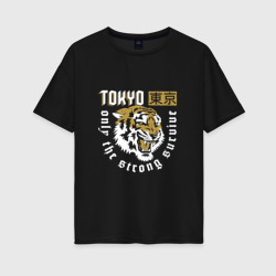 Женская футболка хлопок Oversize Tiger - Japan