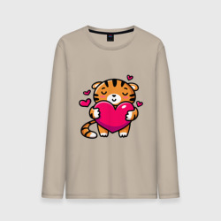 Мужской лонгслив хлопок Милый тигренок с сердечком
