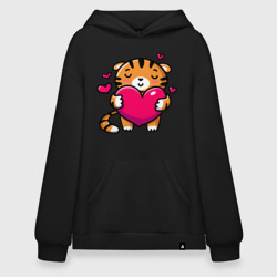 Худи SuperOversize хлопок Милый тигренок с сердечком
