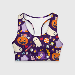 Женский спортивный топ 3D Halloween BTS BT21 pattern БТ21 БТС хеллоуин