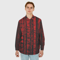 Мужская рубашка oversize 3D Красная матрица - фото 2