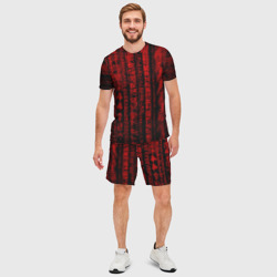 Мужской костюм с шортами 3D Красная матрица - фото 2