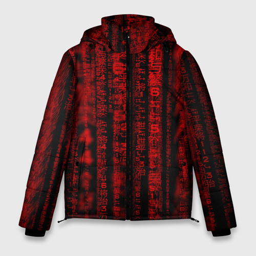 Мужская зимняя куртка 3D Красная матрица, цвет черный
